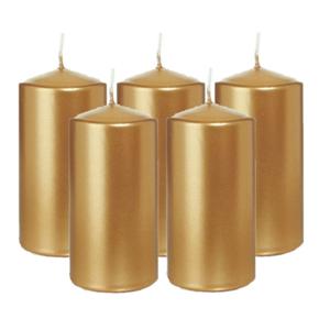 Cilinderkaars/stompkaars - 10x - goud - 6 x 12 cm - 40 branduren