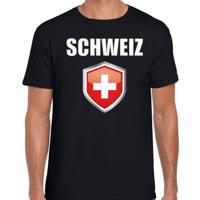 Zwitserland vlag thema landen t-shirt - zwart - voor heren - Supporters kleding - korte mouwen