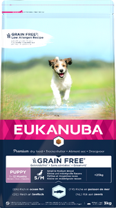 Eukanuba graanvrij zeevis puppy&apos;s van kleine & middelgrote rassen hondenvoer 3kg zak