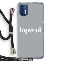 Topvent Grijs Wit: Motorola Moto G9 Plus Transparant Hoesje met koord
