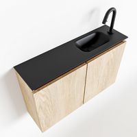 Toiletmeubel Mondiaz Ture | 80 cm | Meubelkleur Washed oak | Eden wastafel Urban Rechts | 1 kraangat