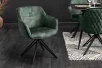 Draaibare design stoel EUPHORIA donkergroen fluweel met armleuning metalen frame zwart - 40261
