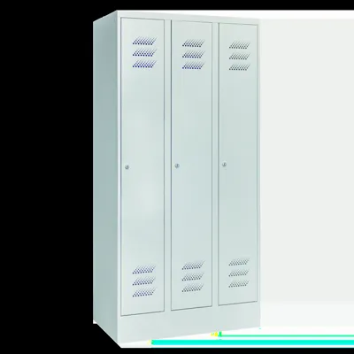 Kledinglocker voor 3 personen - H.185 x B.90 cm - Lichtgrijs (RAL7035) Lichtgrijs (RAL7035)