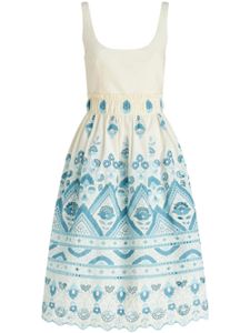 ETRO robe évasée à broderie anglaise - Bleu