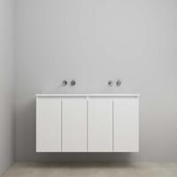 On-Line Onderkast - 120 cm - Voorgemonteerd - Greeploos 4 Deuren - Acryl Wastafel - Kraangat naar Keuze - Hoogglans Wit