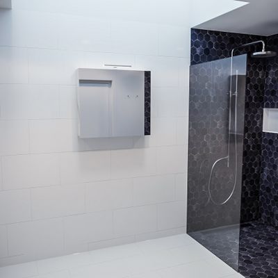 Spiegelkast Vico Cube | 80x70 cm | 1 Deur | Zonder verlichting | Marmerlook