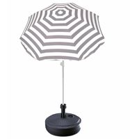 Grijs gestreepte strand/tuin basic parasol van nylon 180 cm + parasolvoet antraciet - thumbnail