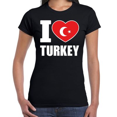 I love Turkey t-shirt Turkije zwart voor dames I love Turkey t-shirt Turkije zwart voor dames
