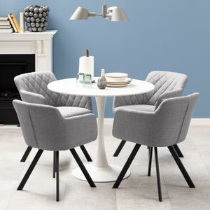Bendt Ronde Bistrotafel 'Tempest' Keramiek met marmerlook, 90cm, kleur Wit