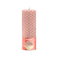 Bolsius rustieke stompkaars 19x6,8 cm misty pink met print - thumbnail