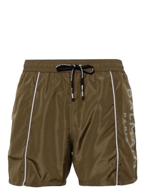 Balmain short de bain à logo imprimé - Vert