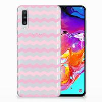 Samsung Galaxy A70 TPU bumper Waves Roze - thumbnail