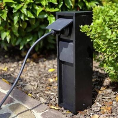 Buiten Stopcontact Zwart 2x EU zwart &apos;Mains&apos; 31cm