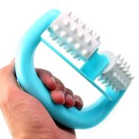 T9142 kunststof handmatige tweewielige Massager ronde handvat Massager (blauw)