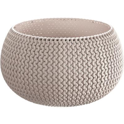 Tuin bloempot/plantenpot Splofy - rond - kunststof - taupe - D18 x H16 cm - 2,3 liter