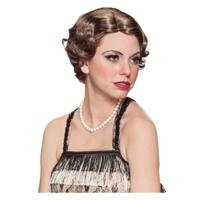 Verkleed pruik jaren 20 - kort haar - dames - damespruik - carnaval verkleed pruik bruin