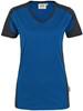 Hakro 190 Women's V-neck shirt Contrast MIKRALINAR® - Royal Blue/Anthracite - 4XL