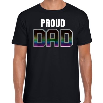 Proud dad / trotse papa regenboog /gay t-shirt zwart voor heren Proud dad / trotse papa regenboog /gay t-shirt zwart voor heren