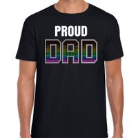 Proud dad / trotse papa regenboog /gay t-shirt zwart voor heren - thumbnail