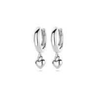 925 Zilveren Klapoorringen met Hart Hanger - Elegant en Romantisch Design