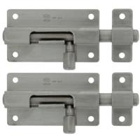 AMIG schuifslot/plaatgrendel - 4x - 10 x 3.7cm - Inox matte afwerking - deur - schutting - hek