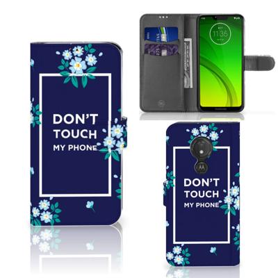 Motorola Moto G7 Power Portemonnee Hoesje Flowers Blue DTMP Motorola Moto G7 Power Portemonnee Hoesje Flowers Blue DTMP