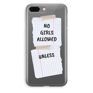 No Girls Allowed Unless: iPhone 8 Plus Transparant Hoesje