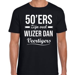 50ers zijn veel wijzer dan veertigers verjaardags t-shirt zwart voor heren