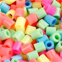 NABBI Strijkkralen, afm 5x5 mm, gatgrootte 2,5 mm, medium, pastelkleuren, 1100 div/ 1 doos