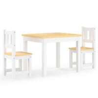 The Living Store Kindertafel en stoelenset - Duurzaam MDF - Wit en beige - Afmetingen tafel- 60 x 50 x 48 cm - - thumbnail