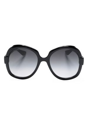 Gucci Eyewear lunettes de soleil oversize à plaque logo - Noir