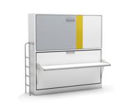 Opklap stapelbed Smart Bunk met bureau - grijs/geel