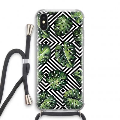 Geometrische jungle: iPhone X Transparant Hoesje met koord