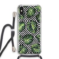 Geometrische jungle: iPhone X Transparant Hoesje met koord
