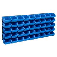 VidaXL 48-delige opslagbakkenset met wandpanelen blauw en zwart