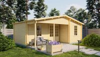 Tuindeco Ollie Blokhut 731x498 cm 70 mm vuren blank- Zadeldak- Onbehandeld vurenhout- Tuindeco