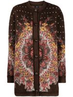 ETRO patterned-jacquard crew-neck cardigan - Marron - thumbnail