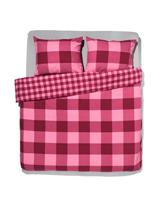 HEMA Dekbedovertrek Flanel 200x200/220 Ruit Roze Rood (rood) - thumbnail