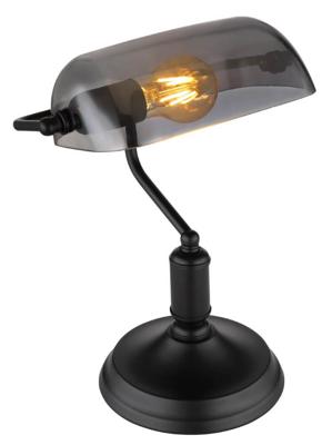 Globo Zwarte bureaulampAntique met smoke glas - 2491B