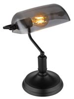 Globo Zwarte bureaulampAntique met smoke glas - 2491B