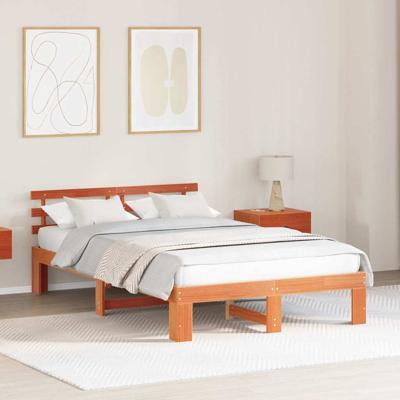 Bedframe met hoofdeinde Bruin 120 x 200 cm Massief grenenhout