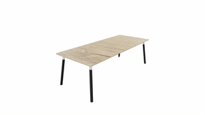 Tafel 8811 recht - 200 x 100 cm. - Wit - Eiken YT49a - Beuken donker