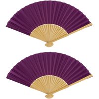 Spaanse handwaaier - 2x - special colours - aubergine paars - bamboe/papier - 21 cm Spaanse handwaaier - 2x - special colours - aubergine paars - bamboe/papier - 21 cm