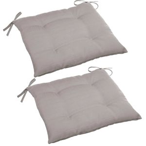 Set van 2x stuks stoelkussens voor binnen en buiten in de kleur taupe 40 x 40 x 4 cm