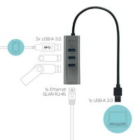 i-tec Metal USB 3.0 HUB 3 Port + Gigabit Ethernet Adapter - thumbnail