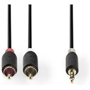 Stereo audiokabel | 3,5 mm male - 2x RCA male | 1,0 m | Antraciet [CABW22200AT10]