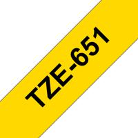 Labeltape Brother TZe, TZ TZe-651 Kunststof Tapekleur: Geel Tekstkleur:Zwart 24 mm 8 m