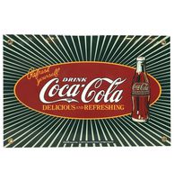 Coca-Cola Sunburst Delicious And Refreshing Emaille Bord 30,5 x 20,5 cm