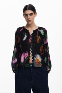 Bloemenblouse - BLACK - L