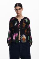 Bloemenblouse - BLACK - L